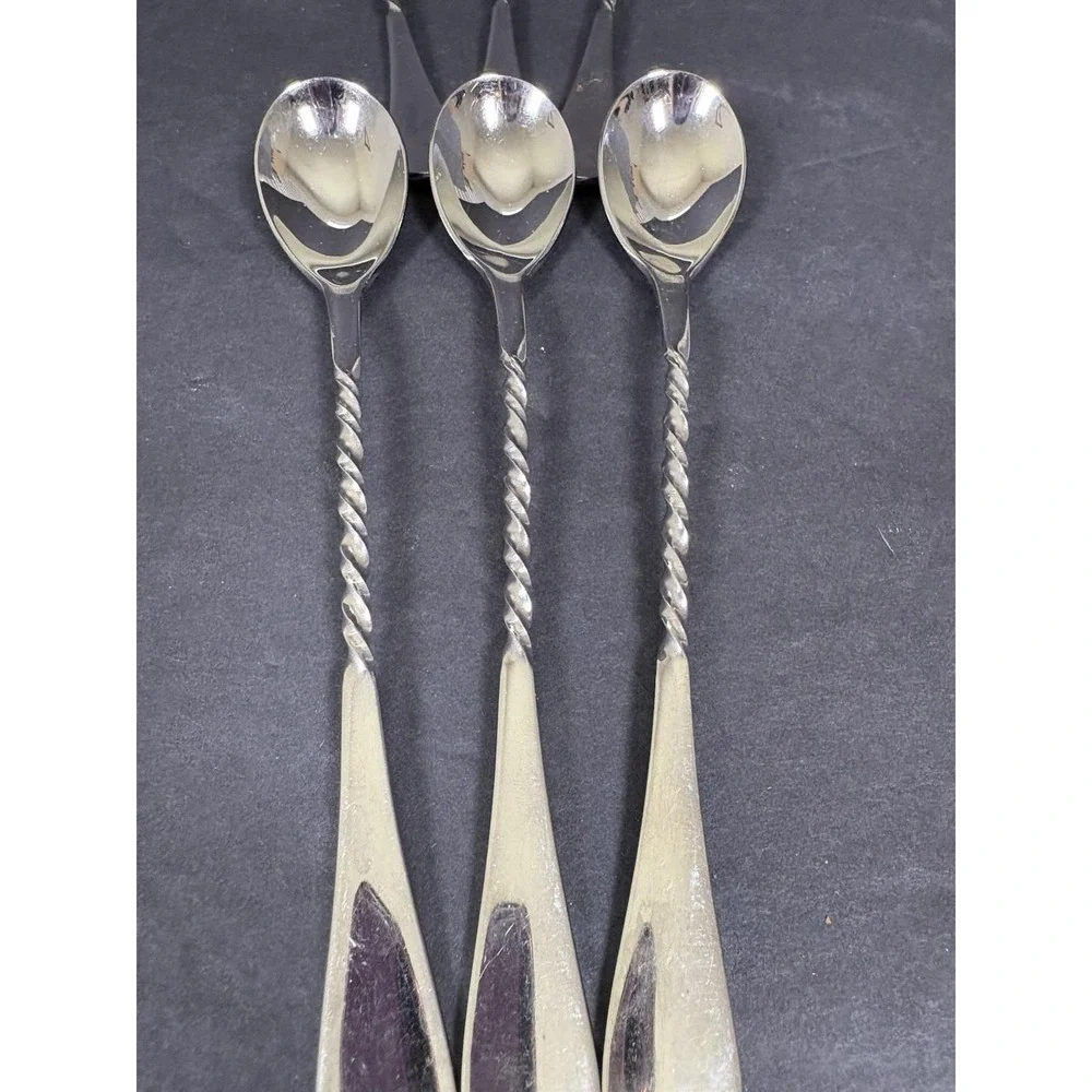 Vintage International Stainless 18/8 Japan Twisted Handle Spoons Set of 6